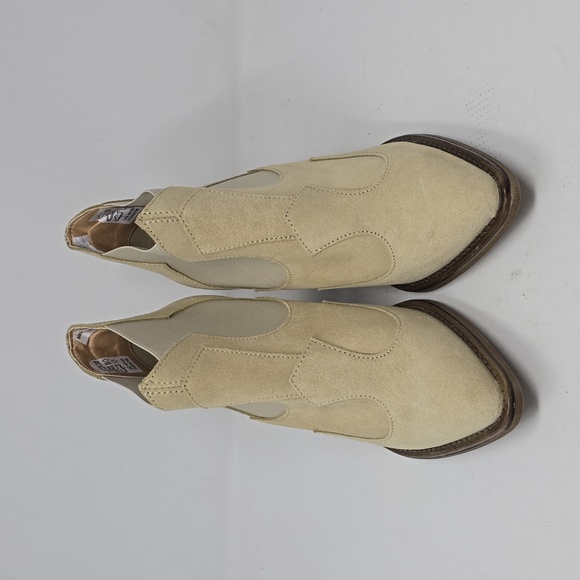 Lascana Beige Cowboy Leather Booties Women's Size 38 - Picture 2 of 5